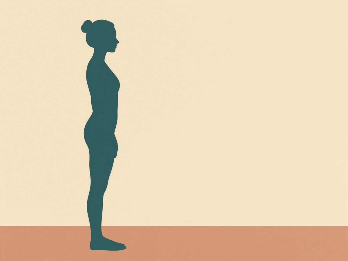 Illustration: eine anonyme Silhouette steht ruhig und aufrecht